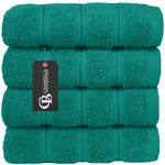 CASABELLA Premium Quality 4 Jade Hand Towels 100% Combed Cotton 650 GSM Dry Hand Towels Set (50X90 CM) Super Soft 4 Jade Hand Towels for Gym, Spa & Pool