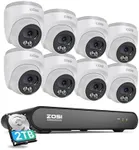 ZOSI C220 8CH 4MP QHD 2.5K PoE Home Security Camera System, 8CH 5MP 3K NVR with 2TB HDD for 24/7 Record, 8 x 4MP(1440p) Dome IP Cameras Outdoor Indoor, Smart AI Human Detection, One-Way Audio