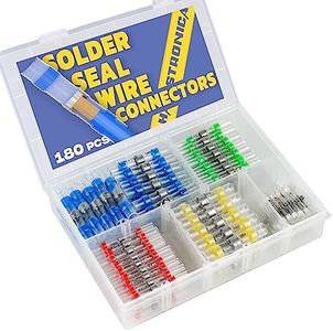 180PCS Solder Seal Wire Connectors-haisstronica Heat Shrink Solder Wire Connectors-Waterproof Wire Connectors - Insulated Electrical Connectors Butt Splice(5Colors/5Size)