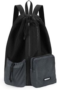 WANDF Swim Bag for Swimmers, Mesh Beach Backpack (L,Black)