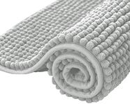 subrtex Chenille Bath Mats for Bathroom Extra Soft and Water Absorbent Non Slip Bath Rug Perfect Plush Carpet Mats for Tub, Shower (40×60cm, Light Grey)