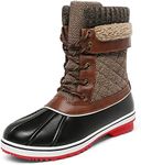 DREAM PAIRS Women's Mid Calf Waterproof Winter Snow Boots Monte,Size 10,Brown,Monte_01