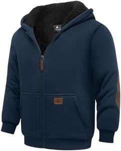 JACKETOWN Unisex Girls Boys Zip Up Hoodie Kids Fleece Jacket Sherpa Lined Sweatshirts Spring Fall Winter Coat Kids Casual Outerwear Midnight Blue 8-9 Years