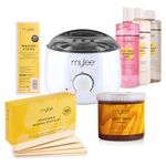 Mylee Salon Quality Waxing Kit Includes Wax Heater, Soft Honey Wax, Waxing Strips, Spatulas, Mylee Pre and After Care Lotion and Equipment Cleaner (Honey)