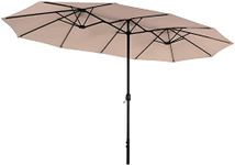 MFSTUDIO 3.8m Parasol Umbrella, Large Rectangular Double Sided Market Table Umbrella with Crank Handle, Sunscreen UV50+, Waterproof, Outdoor Patio Garden Paraso