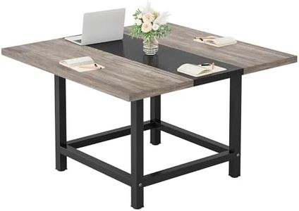 LITTLE TREE 39-Inch Square Small Conference Room Table for 4 People, Wood Computer Desk for Home Office, Small Space (Chair not Included)