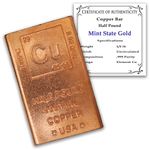1/2 Pound Copper Bar (Flat Style) .999 Pure Bullion with Periodic Table Element Design (Half Pound) by Mint State Gold