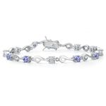 Gem Stone King 925 Sterling Silver Round Blue Tanzanite and White Lab Lab Grown Diamond Tennis Bracelet For Women (2.72 Ct tw, Gemstone Birthstone, Metal Gemstone, tanzanite lab-grown-diamond