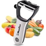 Mueller 4 in 1 Swift Julienne Vegetable Peeler - Citrus Fruit Peeler for Orange Lemon Cocktails - Carrot and Potato Peeler with Rotating Serrated Straight and Julienne Stainless Steel Slicer Blades