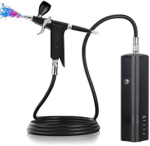 I-BEAUTEE High Pressure Airbrush Kit, Rechargeable Cordless Airbrush Compressor, Dual-Action Handheld Airbrush Gun, Mini Airbrush Set Portable Air Brush for Barber, Nail Art, Makeup, Model Painting