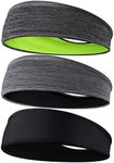 EasYoung Headbands for Men, 3-Pack Sweat Wicking Men's Headbands, Mens Sport Headbands for Running, Non-Slip, Breathable