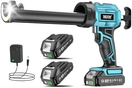 SEESII Silicone Sealant Gun with 2-Batteries, 21V Electric Caulking Gun with Built-in LED Light, 4 Adjustable Speeds for Filling and Sealing