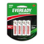 Eveready AA Rechargeable Battery | 1000 Series | Pack of 4 | Durable & Cost Effective | Low Discharge Mechanism | Ideal for High Drain Devices | 1.2V | India’s No.1 Battery Brand