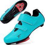 ULTIANT Mens Womens Cycling Shoes Compatible with Peloton & Look Delta/SPD Cleats Peloton Bicycle Shoes Road Bike Riding Shoes, Blue With Cleats, 6.5 Women/5 Men