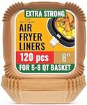 Air Fryer Liners, 120Pcs Disposable Parchment Paper Liners – Non-Stick and Oil Proof for Easy Cleanup – 8” Square for 5-8 qt Basket by Baker's Signature