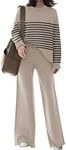 ETCYY NEW Womens Elegant Lounge Sets Knitted Sweatsuit Sets 2 Piece Outfits with Sweater Tops and Wide Leg Sweatpants