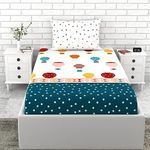 Loreto 140 TC Cotton Single Bedsheet with 1 Pillow Cover for Every Day Use for Twin Size Bed - Red and Blue