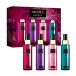 AOURA LONDON Collection Set Womens Body Mist Gift Set, with Midnight Passion, Love Rush, Pretty Woman, & Paradise Bliss, Fragrance Spray Set (4x60ml)