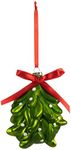 DEMDACO Bright and Cheery Green Mistletoe 4 x 5 Blown Glass Christmas Ornament