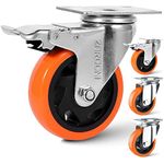 ZAROONI 3 Inch Heavy Duty Caster Wheel for Furniture - Set of 4, Castor Wheels for Furniture Moving like Trolley, Sofa, Bed with Polyurethane (PU) Wheels & Top Plate Rotating 360 Degree upto 1100 lbs