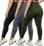 HLTPRO 3 Pack Leggings for Women(S-4XL) - High Waisted Tummy Control Plus Size Soft Pants for Workout Running Yoga