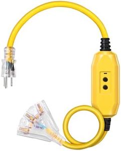DEWENWILS 3 FT Outdoor GFCI Extension Cord Manual, 12/3 Gauge Extension Cord for Multiple Appliances, Heavy Duty Power Cable with LED Lighted 3 Prong Plug, Yellow, UL Listed