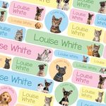 50 Name Labels for Kids No Iron Name Tags for Clothes Name Stickers for Water Bottles, School Uniform, School, Nursery, Care Homes, Washable and Dishwasher Safe for Children (Puppies and Kittens)