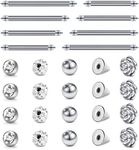 JFORYOU Replacement Bar and Balls for Straight Barbell Piercing Jewelry for Nipple Rings Tongue Ring Industrial Piercing Body Piercing 14G 12mm 14mm 16mm 18mm Bar Length