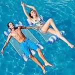 【2 Pack】 Premium Swimming Pool Float Hammock, Multi-Purpose Inflatable Hammock (Saddle, Lounge Chair, Hammock, Drifter) – 220lb Weight Capacity – 49.6" x 27.5"