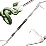 Greeily Snake Grabber Tool, 55inch Snake Tongs for Rattlesnake Reptile Tongs Long Reach Grabber Heavy Duty and Made of Stainless Steel Tube Sponge Handle (55inch (black))