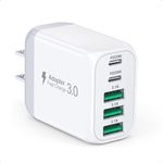 USB C Wall Charger Block, 50W 5-Port C Charger Fast Charging Block PD Power Adapter +QC 3.0 Multiport Type C Box Brick Cube USB A Wall Plug for iPhone 16/15/14/13/12/11 Pro Max, iPad,Samsung Galaxy