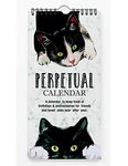 Inkdotpot Cat Rustic Perpetual Calendar Birthday Wall Hanging Anniversary Special Event Reminder Calendar Book Journal Stationary Wall Hanging Birthday Gift Card Planner Organizer