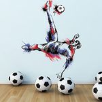 Runtoo Soccer Player Wall Art Decal Sports Wall Stickers Teens Boys Kids Bedroom Gym Decor