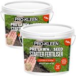 Pro-Kleen Pre Lawn & Seed Starter Fertiliser - Phosphorus Rich with Nitrogen, Potassium & Magnesium (NPK 8-12-8 + 3MgO) with Zinc & Seaweed - Non-Toxic & Non-Staining - Covers up to 166m2 (2 x 2.5kg)