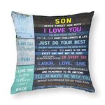 to My Son Gift, Gift for My Son from mom, Soft Birthday Gift Square Throw Pillow, Throw Pillow case for My Son Inspirational Graduate Day Gift, Polyester Pillow case with Double Sided Print Pattern