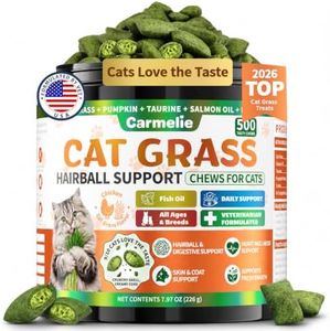 Carmelie Cat Grass Treats Chews, Hairball Treatment for Cats, 500 Count