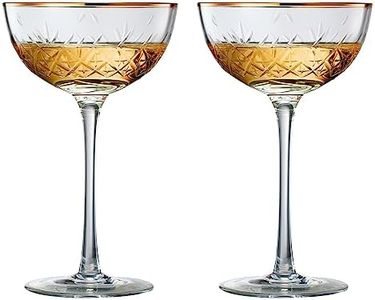 Vintage Art Deco Luxury Coupe Glasses, Cocktails, Martini, Margarita, In Premium Gift Box 24K Gold Rim | Set of 2 | 8 oz Classic Cocktail Glassware - Champagne, Manhattan, Cosmopolitan Crystal Goble