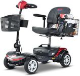 Electric Scooter Mobility for Adults 4-Wheel Powered Mobility Scooters for Seniors - 300 lbs Max Weight, with seat Wheelchair Device - Compact for Travel, Elderly (with Head Light-Red)