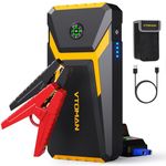 VTOMAN V6 Pro Car Jump Starter, 2000A Booster Pack Jump Starter Portable 12V Car Battery Jump Box (7L Gas/5L Diesel) with Smart Jumper Cables, Fast Charge, LED Light(Yellow)