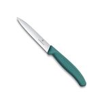 Victorinox Swiss Made Stainless Steel Swiss Classic Paring Knife, 10 cm, Serrated Edge with Pointed Tip, Professional and Household Kitchen Tools, Kitchen Items, Green, 6.7734.C1 | Multipurpose Knife