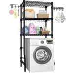 Ulif U8 Medium Laundry Room Storage Organizer, Over the Washer and Dryer Storage Shelves for Laundry Organization, 32.3”W x 17.3”D x 76.2”H, Suit Washing Machine Width within 29.9”, Hold 304 lb, Black