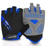 WESTWOOD FOX Cycling Gloves for Men Women,Half Finger Unisex Gel Padded Anti-Slip Mountain Bike Gloves, Breathable Shock Absorption Grip Palm Bicycle Summer Riding MTB Bike Gloves (BLUE, S)