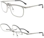FAA'N Flip up Reading Glasses for Women Men,Square Frame Readers with Spring Hinge (Presbyopia lens, Grey, +2.50 Diopters)