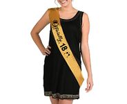 Hubops Officially 18 Sash for Girls Birthday Party Decoration (Gold)