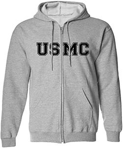 ZeroGravitee USMC Full-Zip Hooded Sweatshirt in Gray - Large