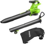 Greenworks GD40BVII Cordless Leaf Blow Vac with Brushless Motor, 370km/h, 14.17m³/min, 45L Mulching Bag WITHOUT 40V Battery & Charger, 3 Year Guarantee