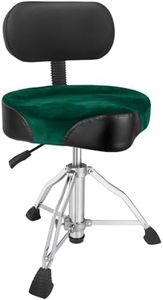 AKOLT Saddle Drum Throne with Backrest, Heavy Duty Drum Seat, Hydraulic Drum Stool, Height Adjustable Suede Drum Chair, Motorcycle Style, for Adults Drummers Green