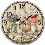 Telisha Wooden Wall Clock Bird Cage Lavender Flower Vase Clock Retro Vintage Large Clock Home Decorative Country Non -Ticking Silent Quiet 14 Inch Gift