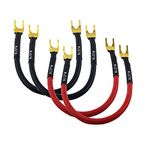 WJSTN Fork Spade Plug to Right Angle Banana Plug Speaker Jumper Cable Banana Plug to Y Plug Speaker Cable for DIY Home Theater, Speaker etc 8in/4-Pack