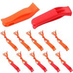 Augsun 10 Pcs Emergency Safety Whistle Plastic Whistles Set with Lanyard,Red and Orange